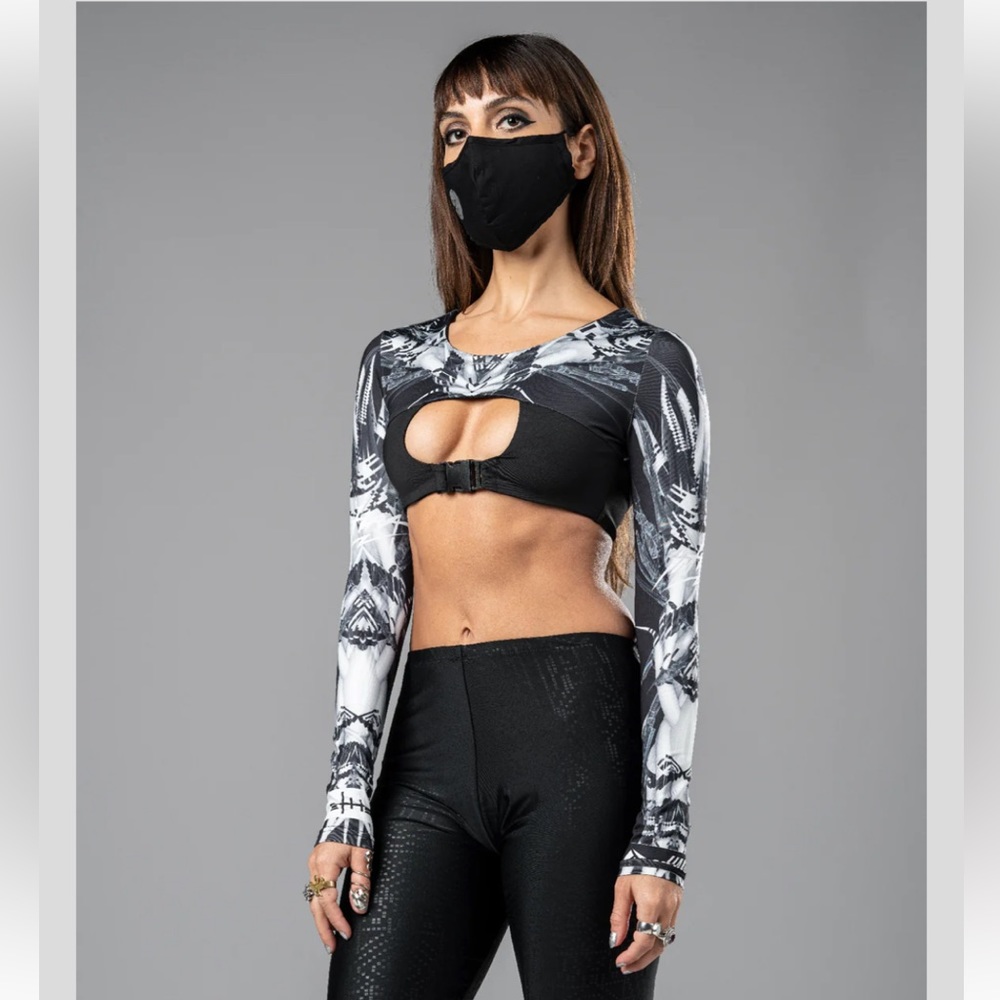 Neo4ic Rave/Festival Crop Top Long-sleeve